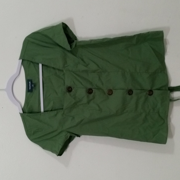 Modcloth Tops - 29-14 MODCLOTH green square neck tie back button up top S